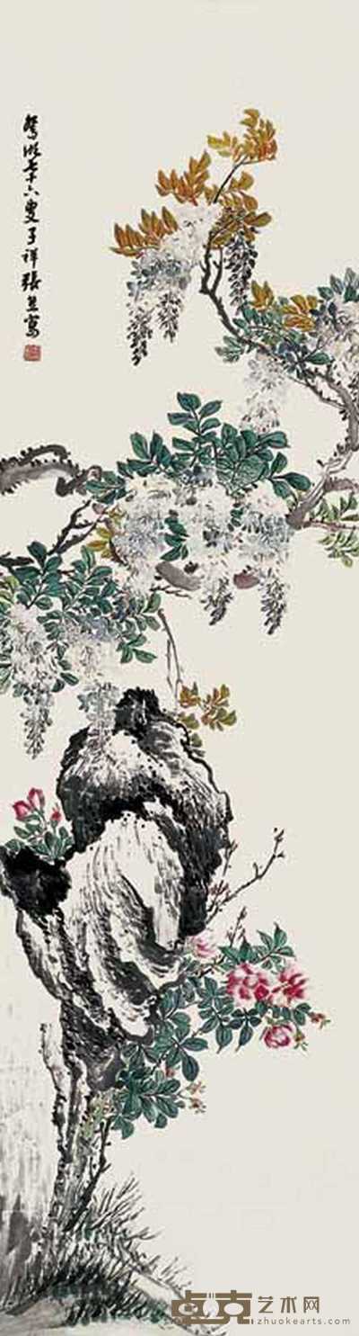 张熊 花卉 立轴 174×47cm